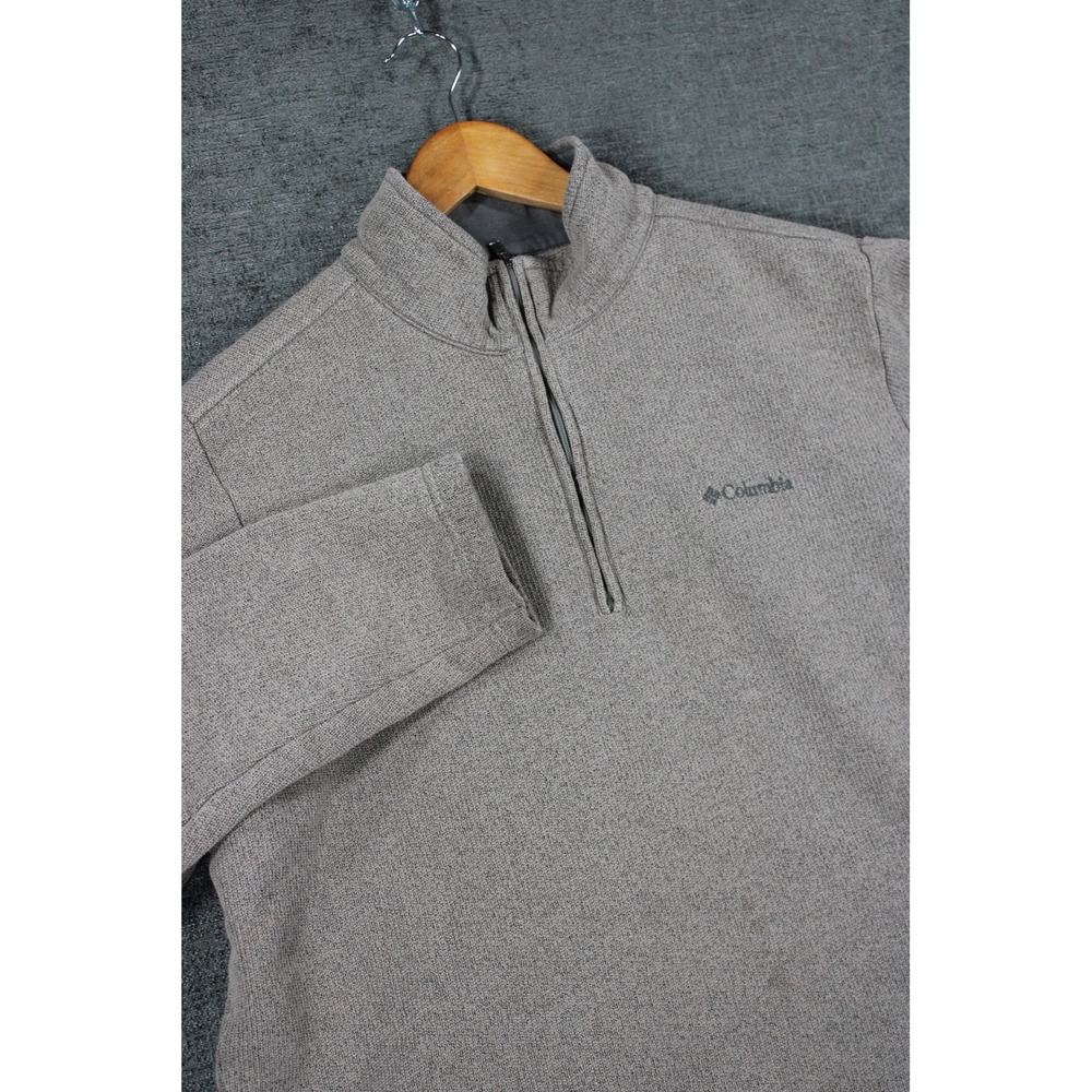 Columbia Mens Gray Quarter Zip Pullover Sweater Heavy Knit Size L RN 69724